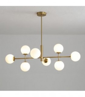 lámpara colgante dorada Doris 95cm con diseño moderno y tulipas opal blancas lámpara colgante dorada Doris 95cm con diseño moderno y tulipas opal blancas