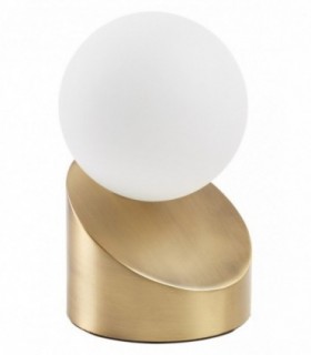 Lámpara sobremesa Moon bronce mate con base inclinada y pantalla esférica opal Lámpara sobremesa Moon bronce mate con base inclinada y pantalla esférica opal