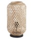 Lámpara de sobremesa decorativa India en bambú natural con base negra