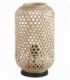 Lámpara de sobremesa decorativa India en bambú natural con base negra