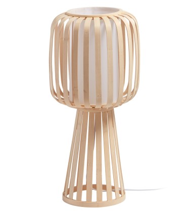 Lámpara decorativa de sobremesa estilo boho chic Cintia en bambú natural
