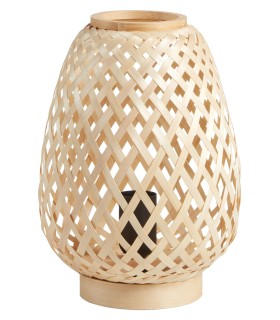 Lámpara sobremesa bambú natural trenzado Kabas estilo exótico