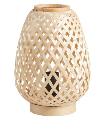 Lámpara sobremesa bambú natural trenzado Kabas estilo exótico