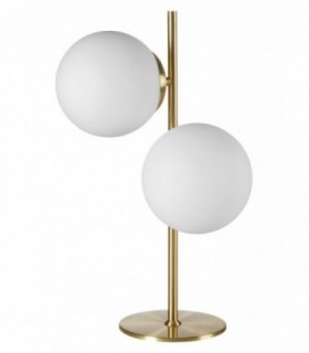 Lámpara sobremesa Rondo latón mate estilo art déco con esferas blancas Lámpara sobremesa Rondo latón mate estilo art déco con esferas blancas