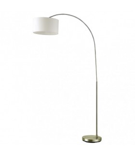 Pie de Salón Polux Cuero con pantalla beige y estructura de arco metálica