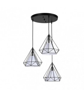 Plafón Tosco 3xE27 Negro con estructura metálica de diseño industrial