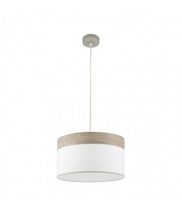 Lámpara colgante Cloe Níquel/Blanca de 40 cm con acabado en madera gris