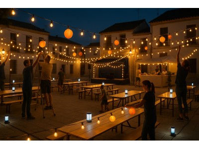 Iluminación exterior para fiestas locales en agosto: ideas, seguridad y productos recomendados