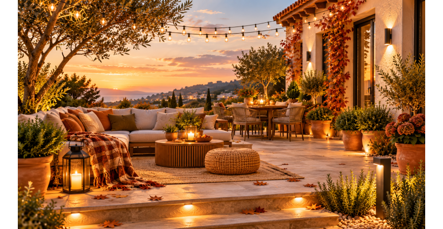 Iluminación exterior para terraza en otoño: ideas prácticas para septiembre