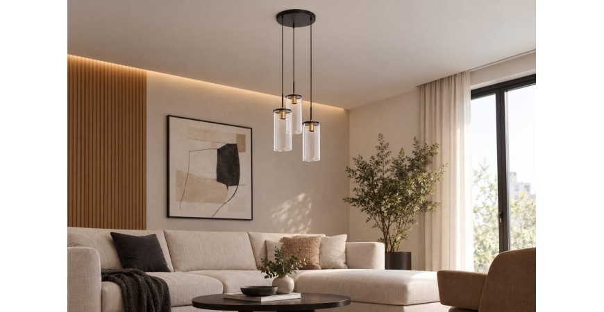 TRIEL NEGRO + MEDALLA/3 LUCES: una lámpara colgante de estilo industrial sutil para dar personalidad al hogar