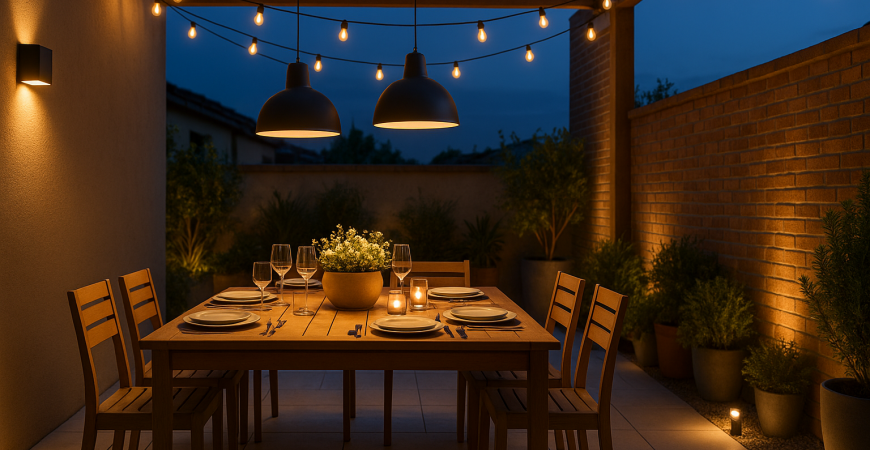 Iluminación exterior para terrazas en primavera: ideas y lámparas para marzo
